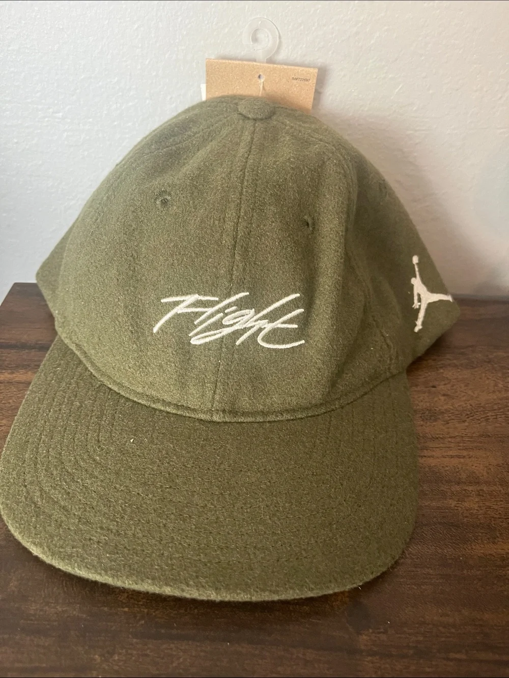 Jordan Olive Green Flight Wool Cap with White Jumpman